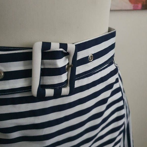 NWOT Hammock & Vine Size 16 Blue White Stripes Midi Skirt with Matching Belt - Picture 4 of 15